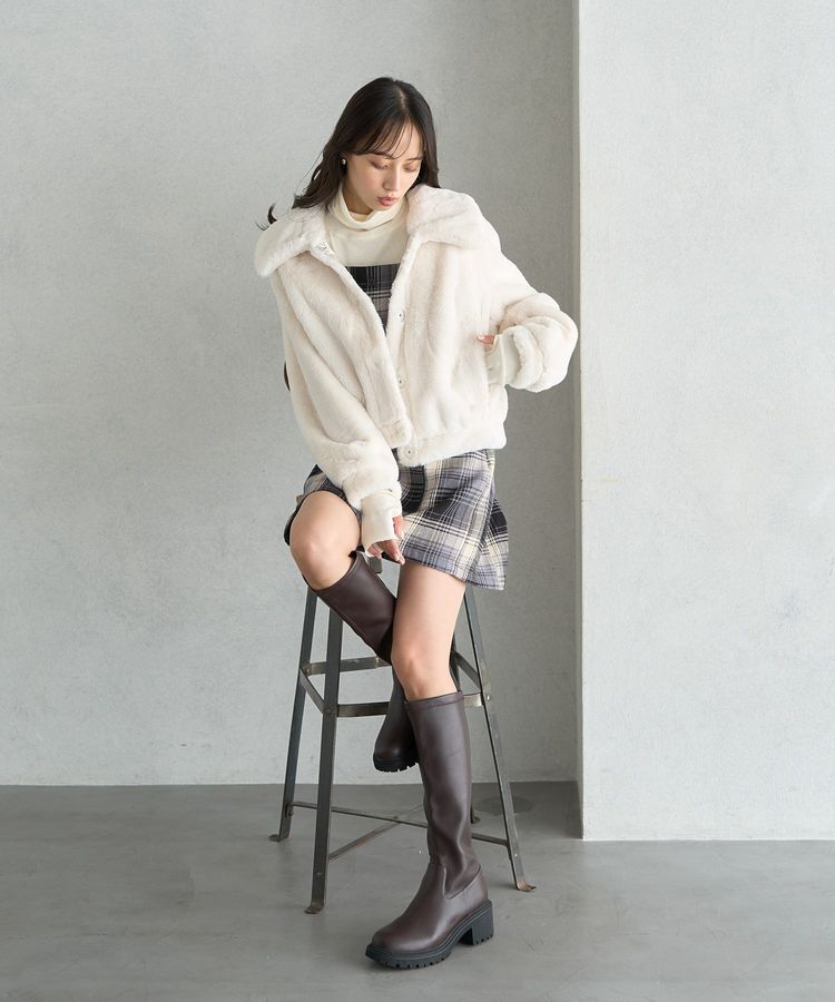 earth music&ecology「ファーショートコート」|ブルゾン・スタジャン|