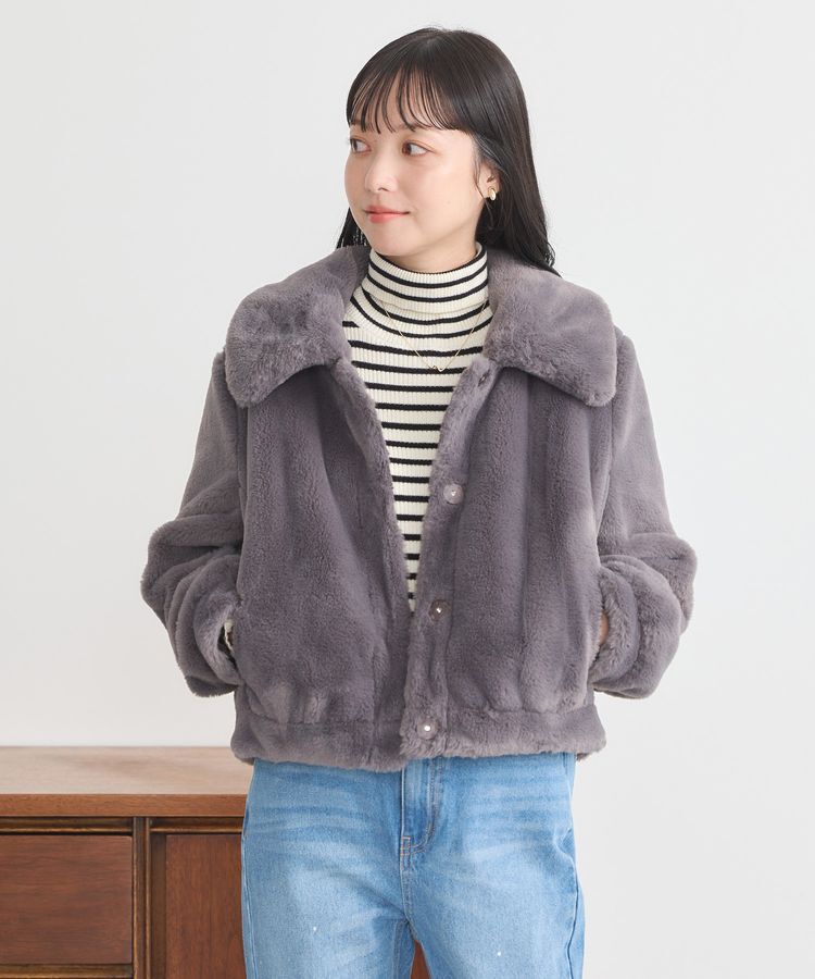 earth music&ecology「ファーショートコート」|ブルゾン・スタジャン|