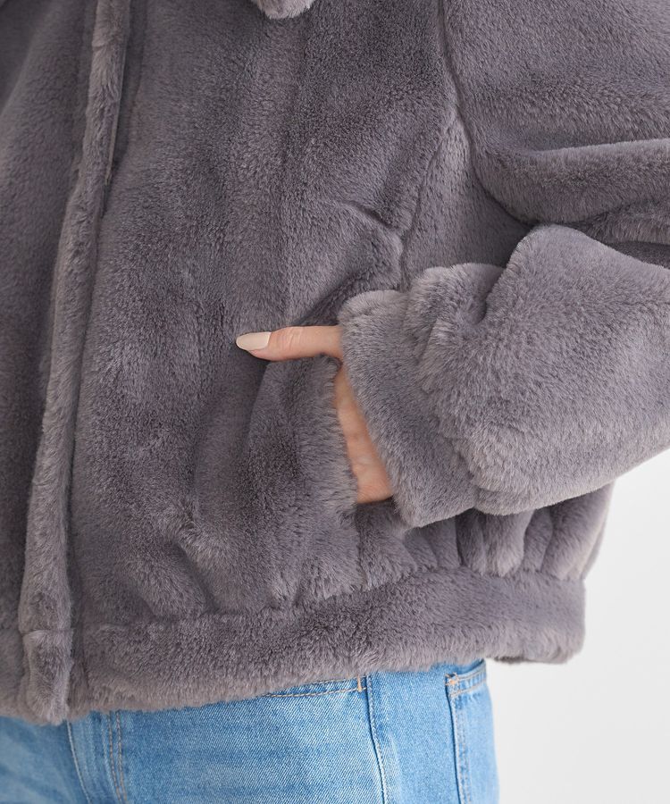 earth music&ecology「ファーショートコート」|ブルゾン・スタジャン|