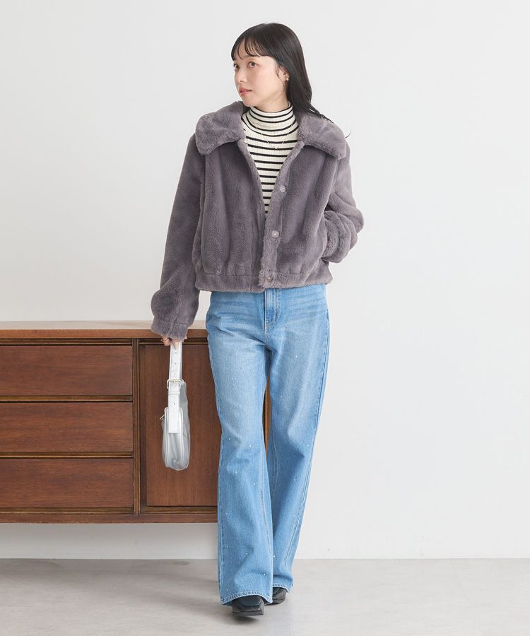 earth music&ecology「ファーショートコート」|ブルゾン・スタジャン|