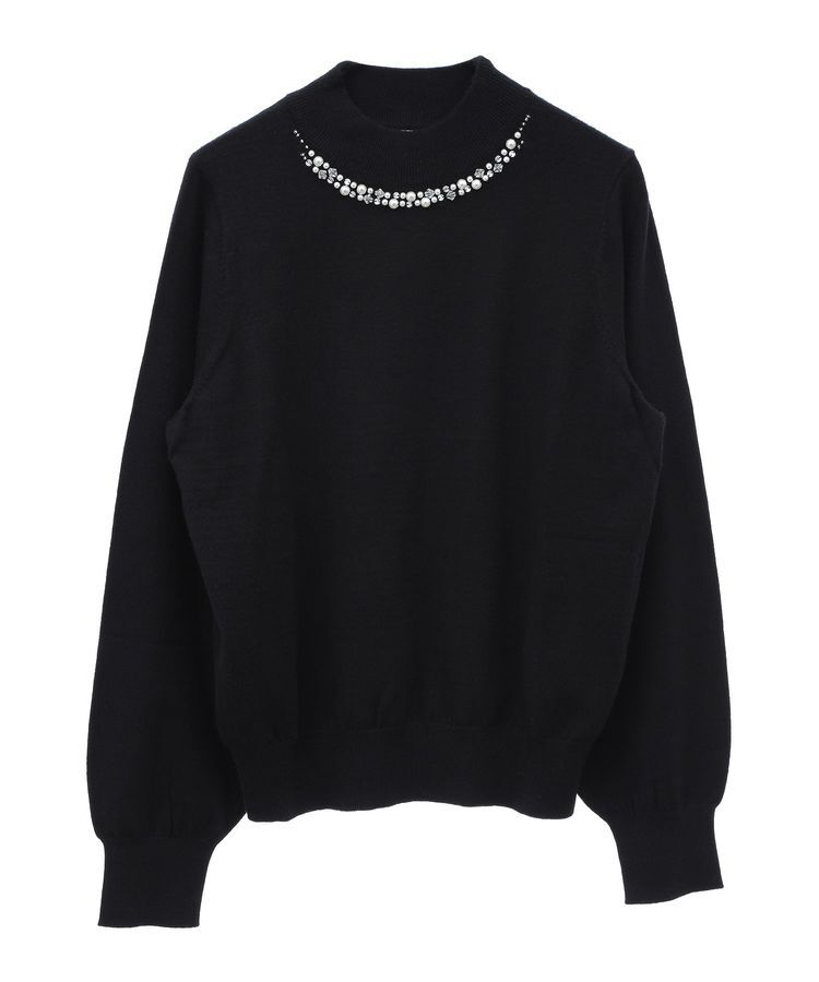 earth music&ecology「パール&ビジューハイネックプルオーバー」|ニット・セーター|