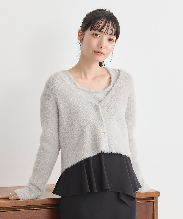 earth music&ecology「SET2点ラメフェザーカーディガン+インナー」|カーディガン|