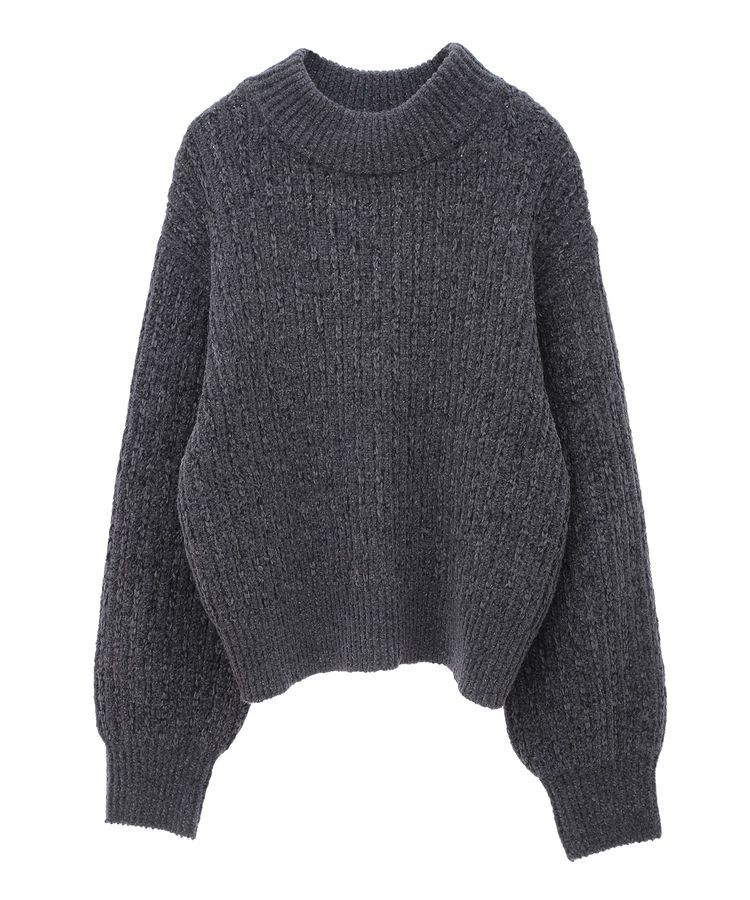 earth music&ecology「透かしベロアモールプルオーバー」|ニット・セーター|Charcoal Gray