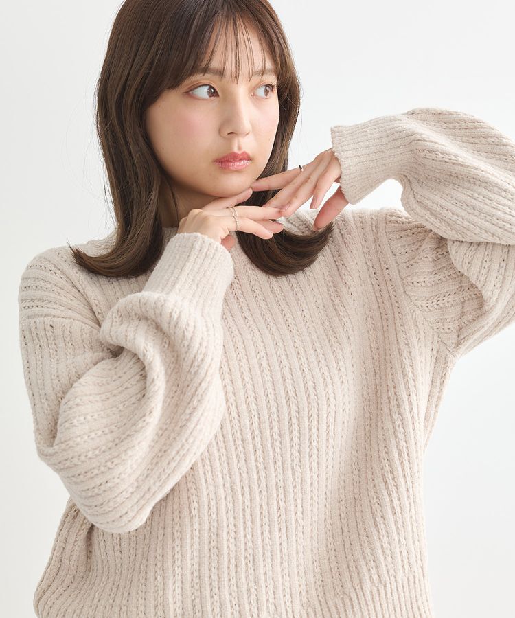 earth music&ecology「透かしベロアモールプルオーバー」|ニット・セーター|