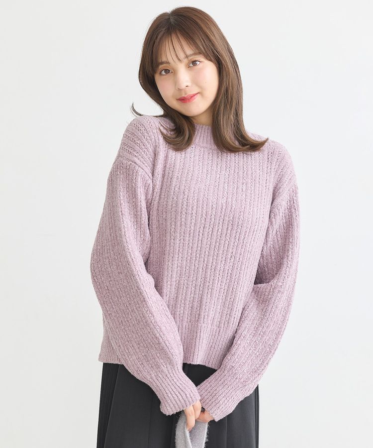 earth music&ecology「透かしベロアモールプルオーバー」|ニット・セーター|Pink