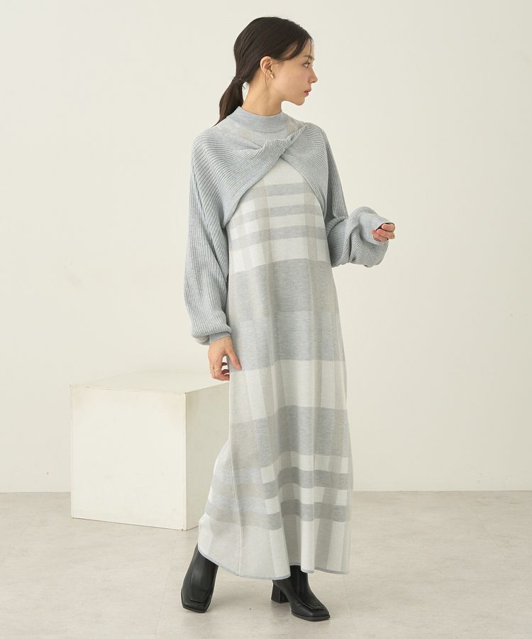 earth music&ecology「Set2点ショートニット+チェックワンピース」|ワンピース|