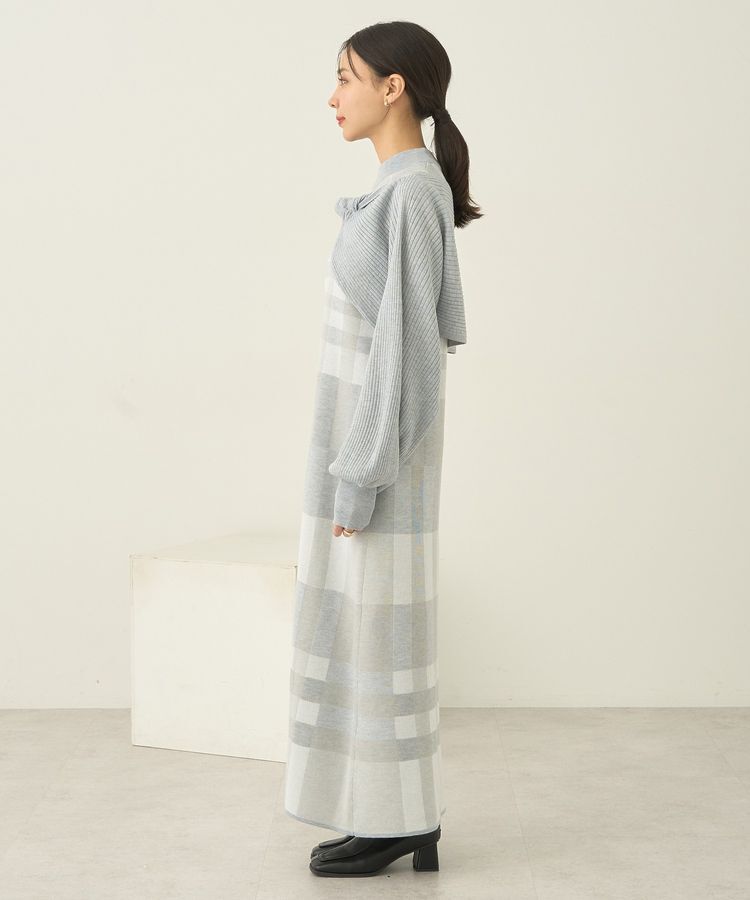 earth music&ecology「Set2点ショートニット+チェックワンピース」|ワンピース|