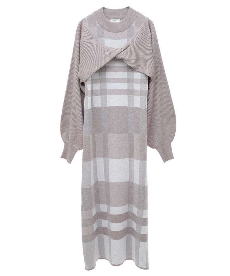 earth music&ecology「Set2点ショートニット+チェックワンピース」|ワンピース|