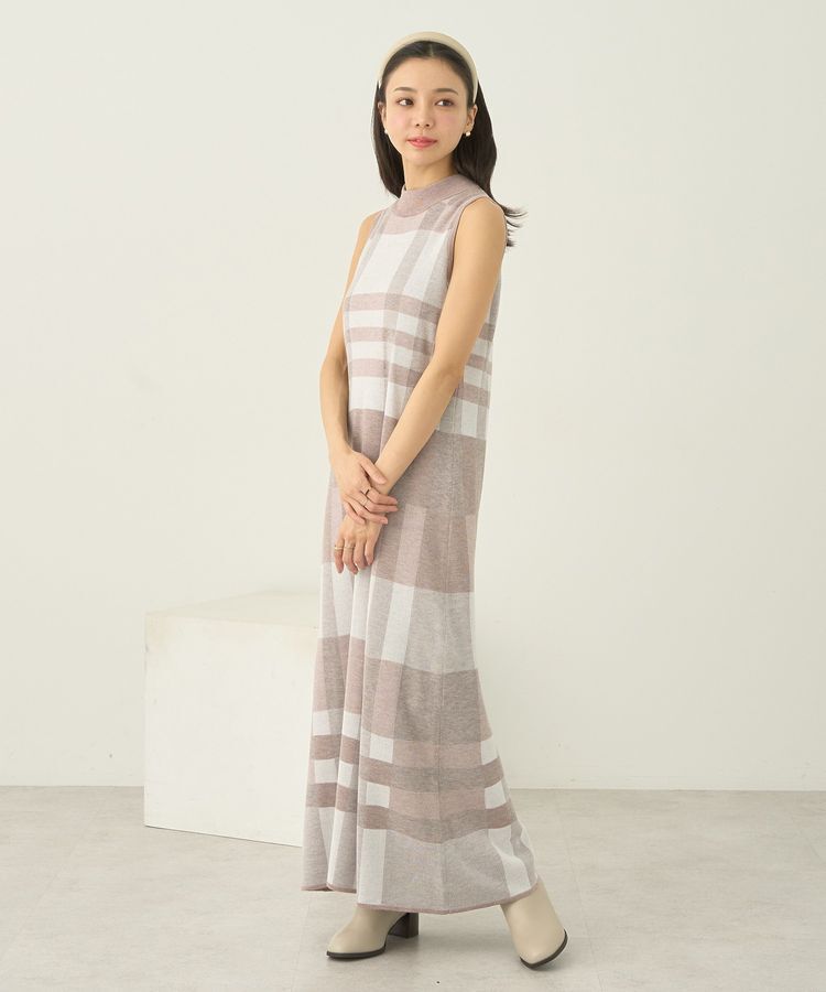 earth music&ecology「Set2点ショートニット+チェックワンピース」|ワンピース|