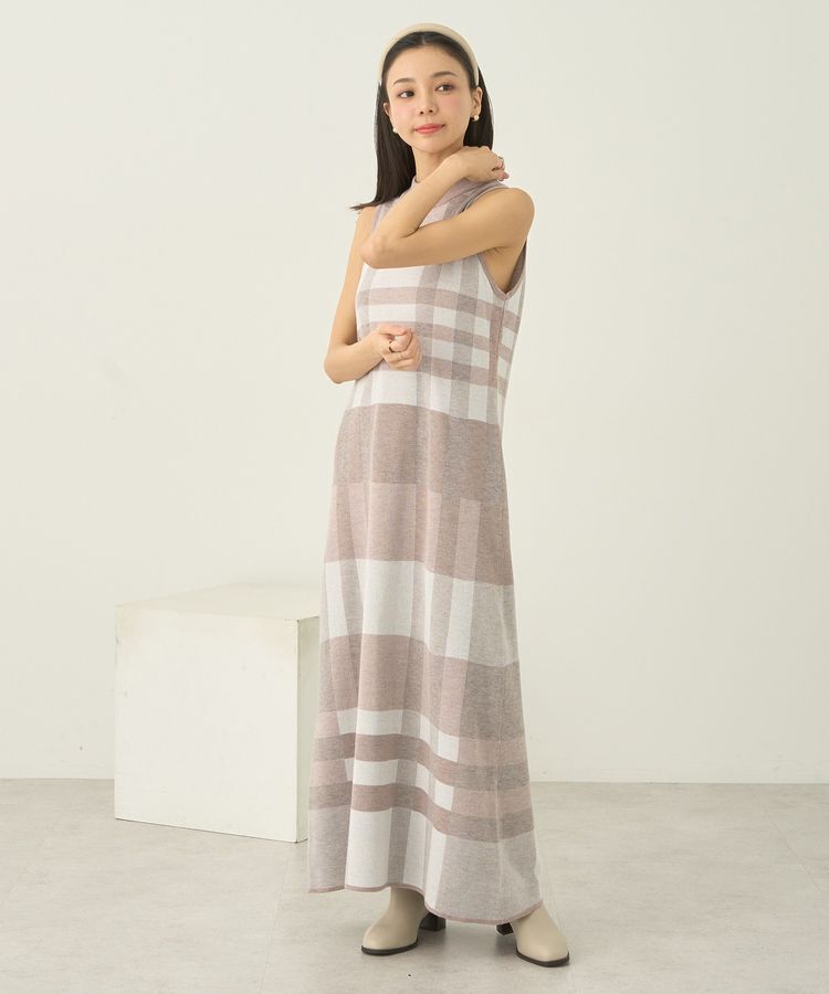 earth music&ecology「Set2点ショートニット+チェックワンピース」|ワンピース|