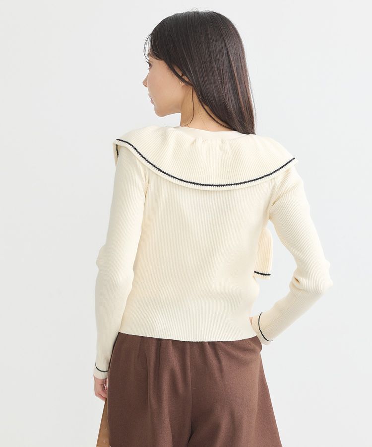 earth music&ecology「Vネックフリルニットカーディガン」|カーディガン|