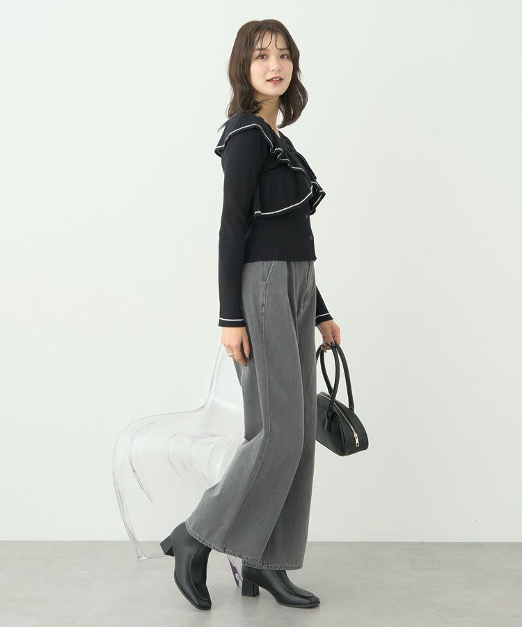 earth music&ecology「Vネックフリルニットカーディガン」|カーディガン|