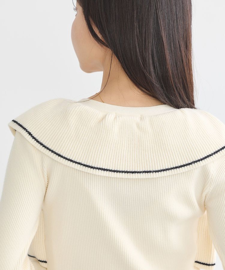 earth music&ecology「Vネックフリルニットカーディガン」|カーディガン|