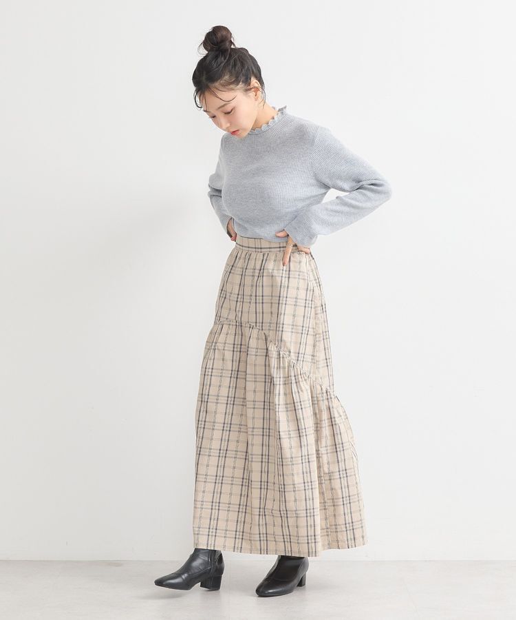 earth music&ecology「レーシーハイネックリブプルオーバー」|ニット・セーター|