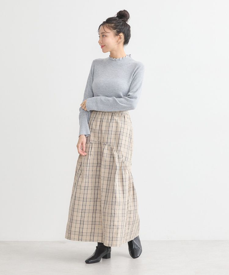 earth music&ecology「レーシーハイネックリブプルオーバー」|ニット・セーター|