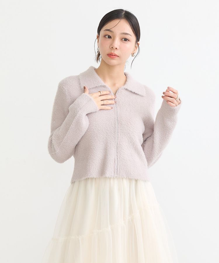 earth music&ecology「シャギージップカーディガン」|カーディガン|