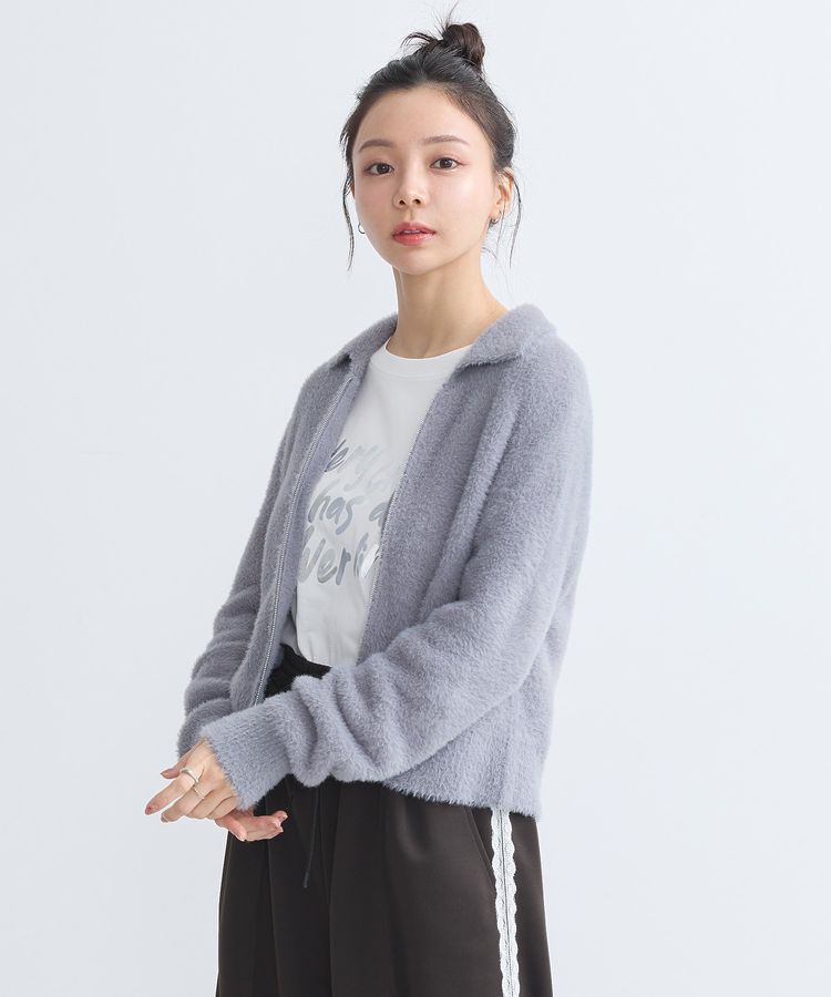 earth music&ecology「シャギージップカーディガン」|カーディガン|