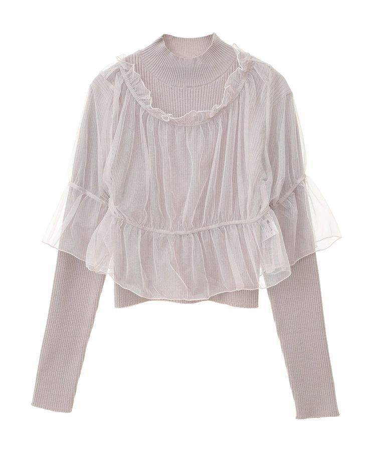 earth music&ecology「SET2点リブニットインナー+チュールプルオーバー」|ニット・セーター|