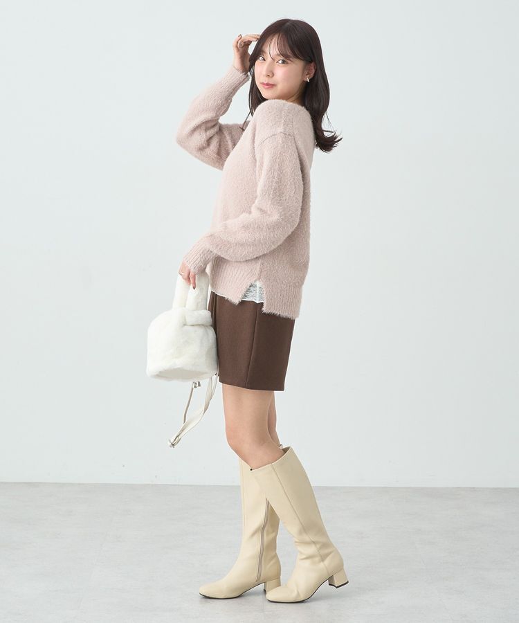 earth music&ecology「スパンコールシャギーVネックプルオーバー」|ニット・セーター|