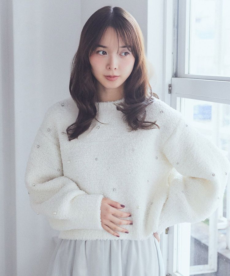 earth music&ecology「ブークレービジュープルオーバー」|ニット・セーター|Ivory