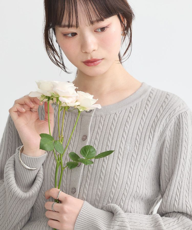 earth music&ecology「ミニケーブルコンパクトカーディガン」|カーディガン|