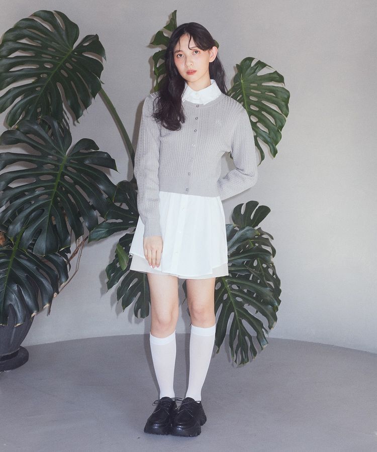 earth music&ecology「ミニケーブルコンパクトカーディガン」|カーディガン|