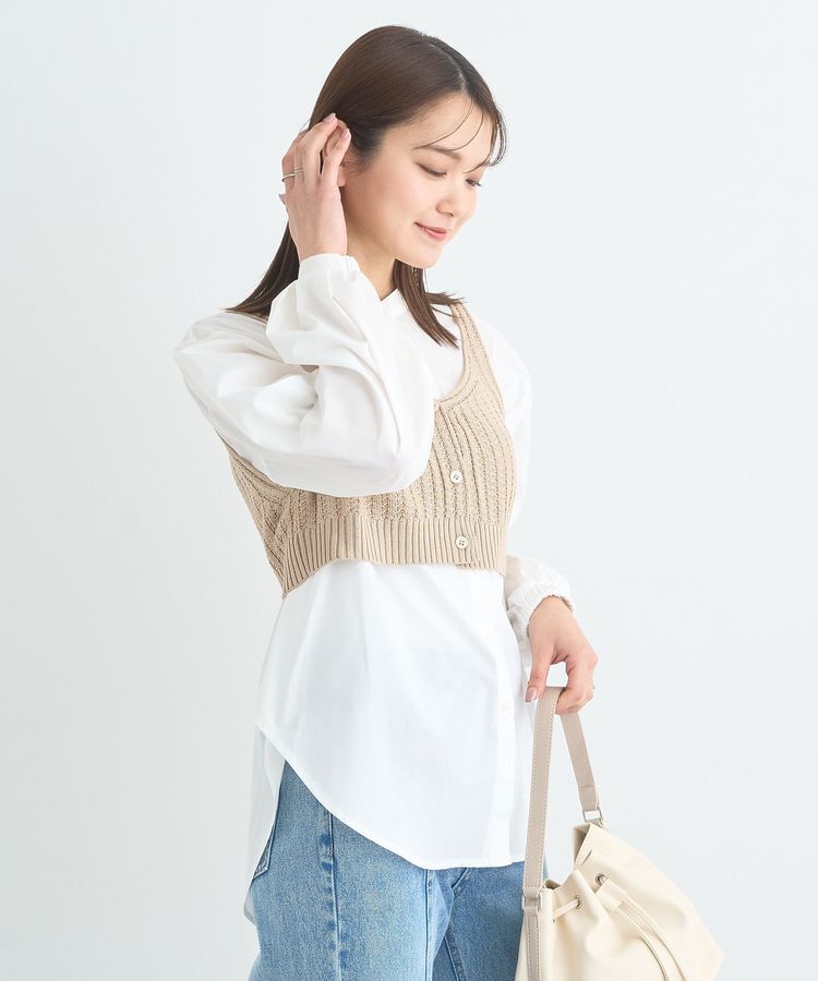 earth music&ecology「SET2点透かしニットビスチェ＋シャツ」|シャツ・ブラウス|