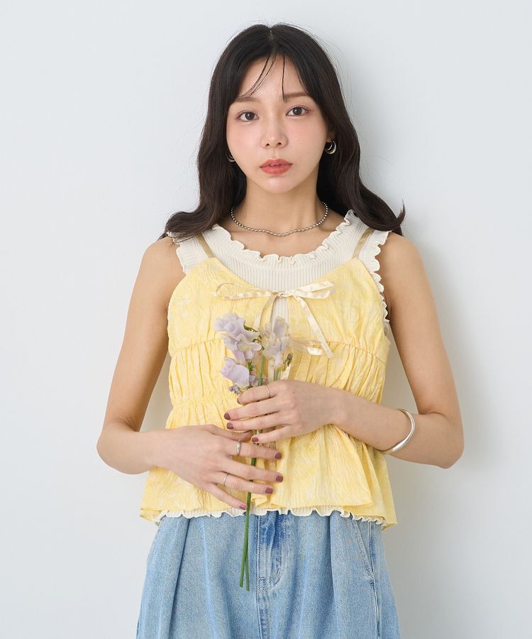 earth music&ecology「ジャガードフレアキャミブラウス」|ベスト・ジレ|