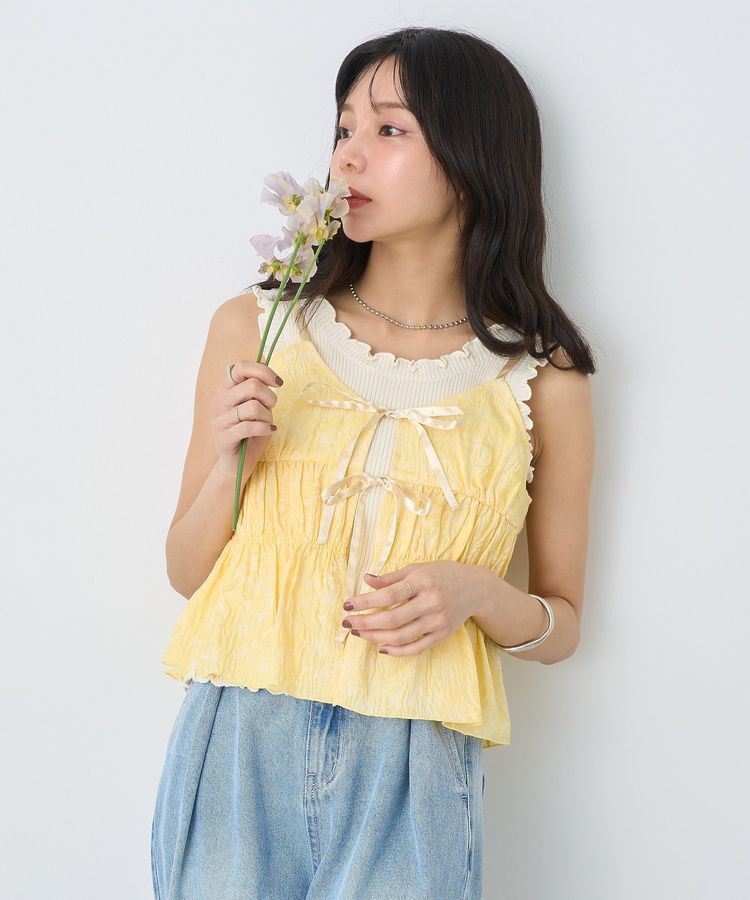 earth music&ecology「ジャガードフレアキャミブラウス」|ベスト・ジレ|