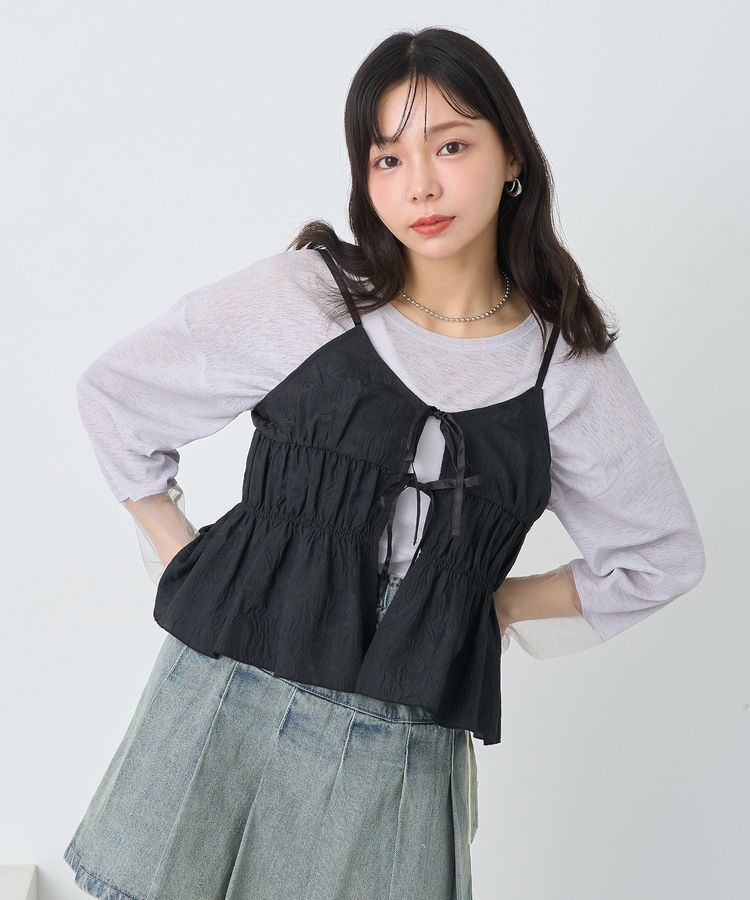 earth music&ecology「ジャガードフレアキャミブラウス」|ベスト・ジレ|