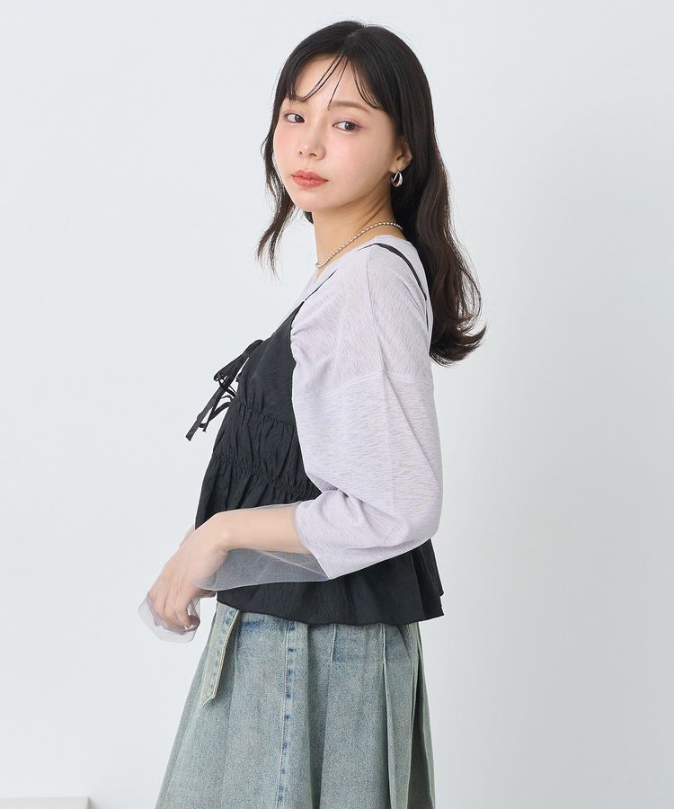 earth music&ecology「ジャガードフレアキャミブラウス」|ベスト・ジレ|