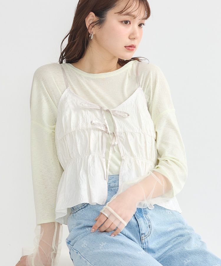 earth music&ecology「ジャガードフレアキャミブラウス」|ベスト・ジレ|