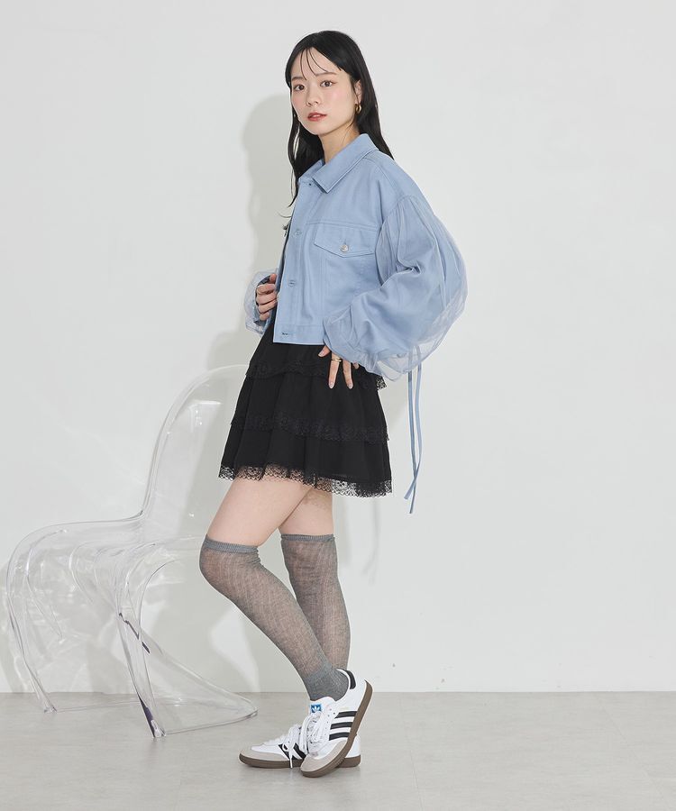 earth music&ecology「チュールレイヤードバックレースアップジャケット」|テーラードジャケット|