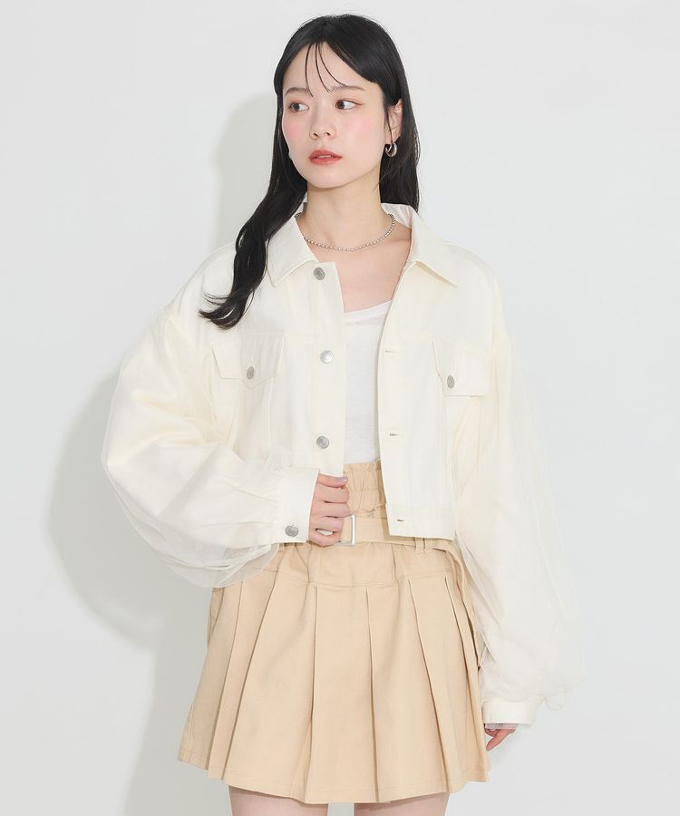 earth music&ecology「チュールレイヤードバックレースアップジャケット」|テーラードジャケット|