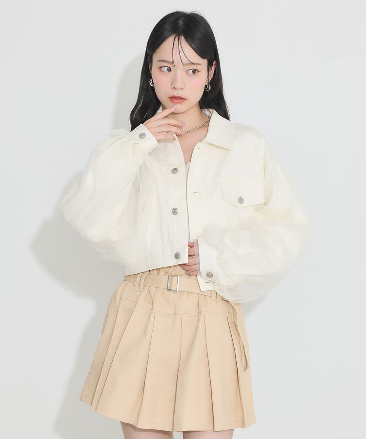 earth music&ecology「チュールレイヤードバックレースアップジャケット」|テーラードジャケット|