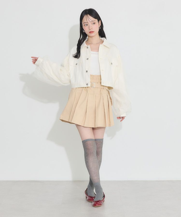 earth music&ecology「チュールレイヤードバックレースアップジャケット」|テーラードジャケット|