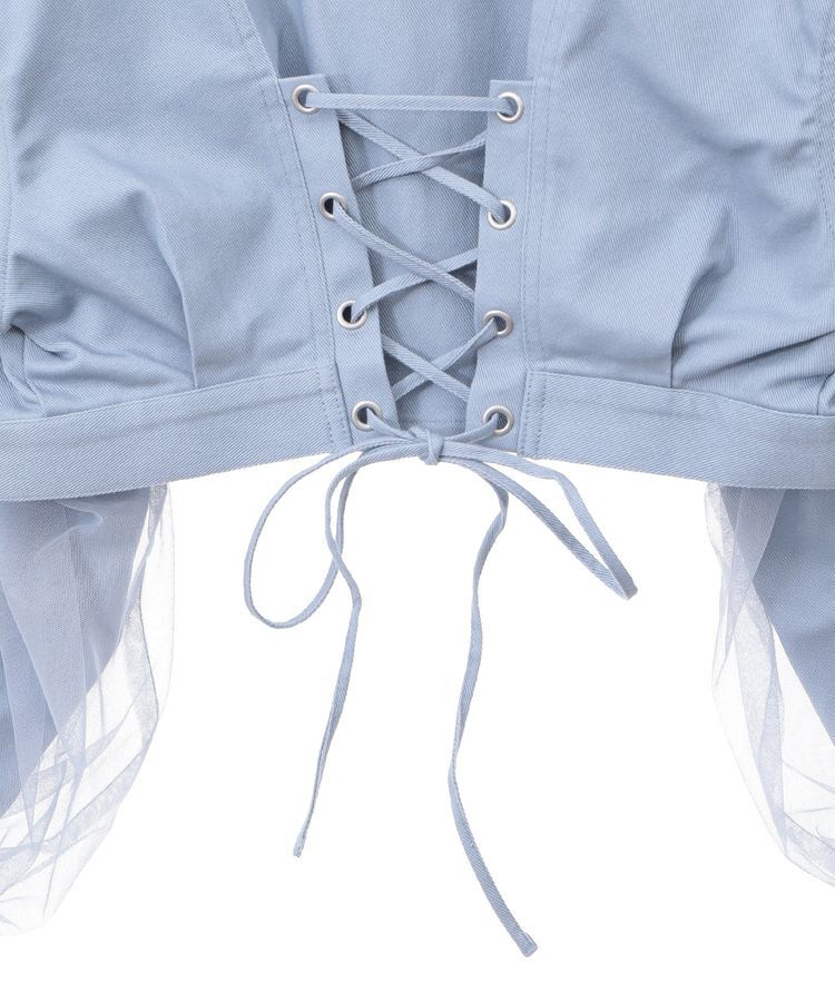 earth music&ecology「チュールレイヤードバックレースアップジャケット」|テーラードジャケット|