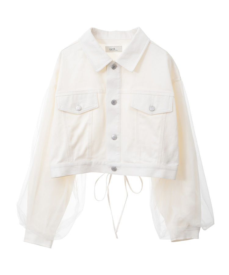earth music&ecology「チュールレイヤードバックレースアップジャケット」|テーラードジャケット|