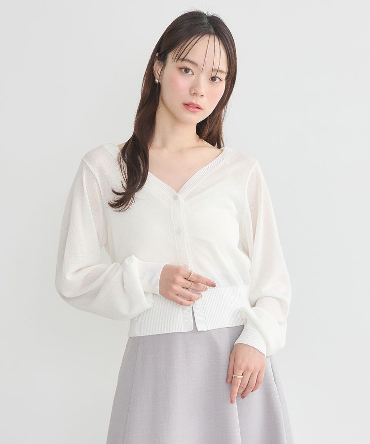 earth music&ecology「シアーラメVネックカーディガン」|カーディガン|