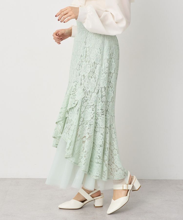 earth music&ecology「チュールレイヤードレースマーメイドスカート」|フレア|