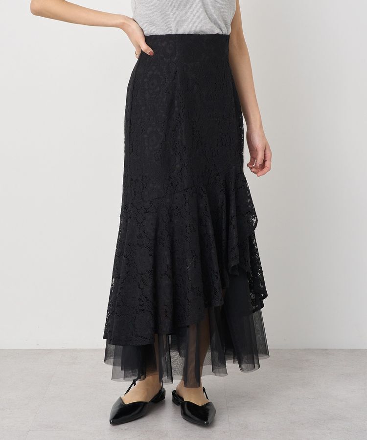 earth music&ecology「チュールレイヤードレースマーメイドスカート」|フレア|