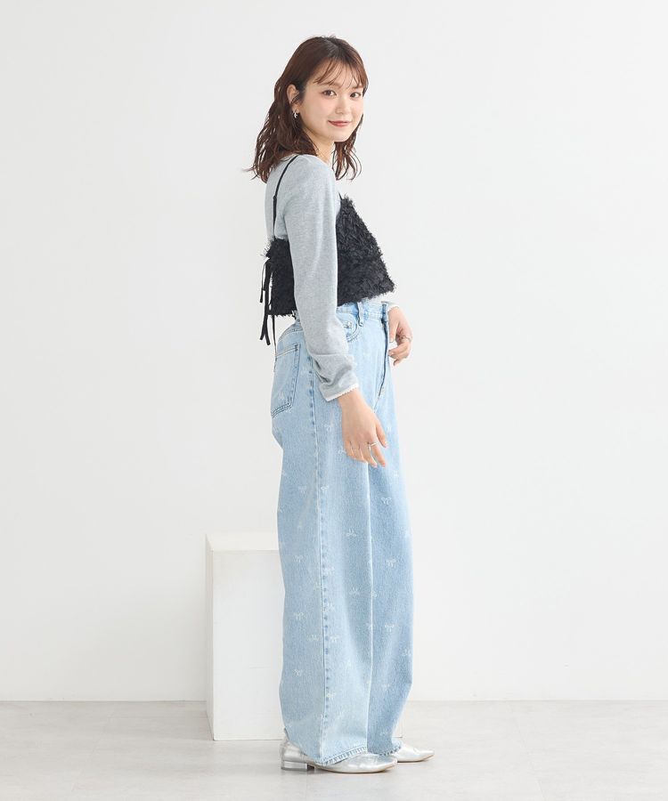 earth music&ecology「フリンジミックスチュールビスチェ」|ベスト・ジレ|