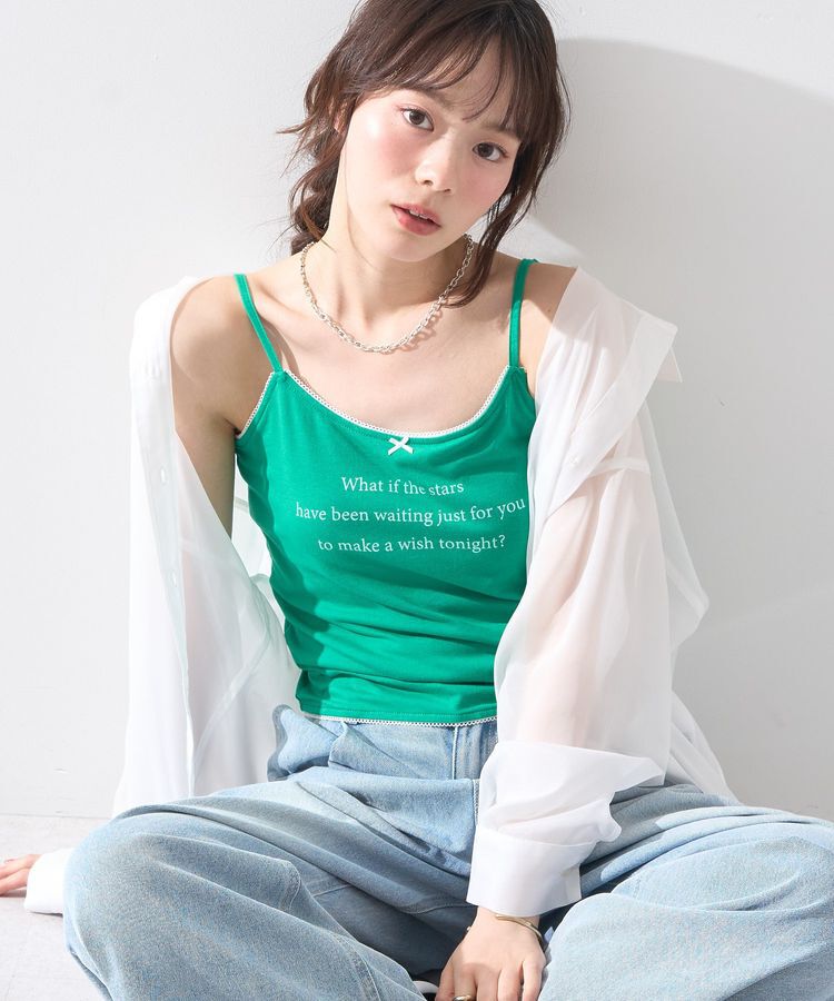 earth music&ecology「メッセージプリントカップ付きキャミソール」|キャミソール|