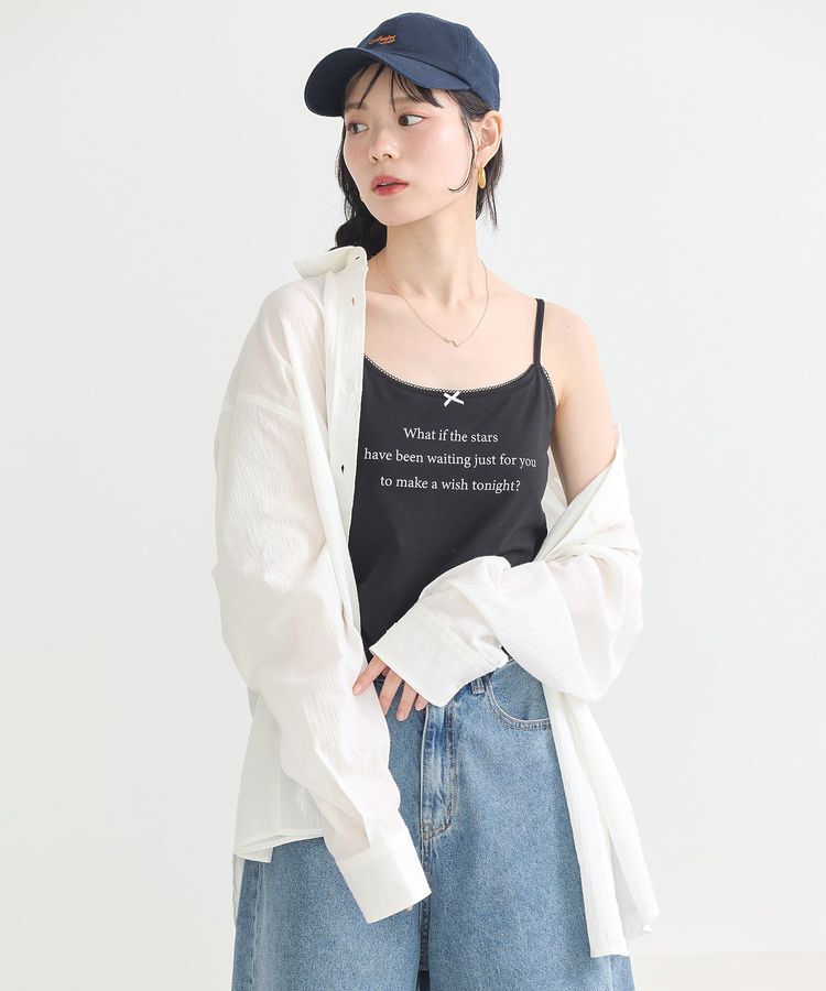 earth music&ecology「メッセージプリントカップ付きキャミソール」|キャミソール|