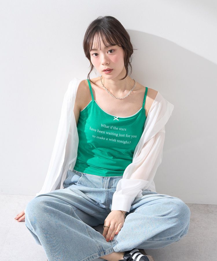 earth music&ecology「メッセージプリントカップ付きキャミソール」|キャミソール|