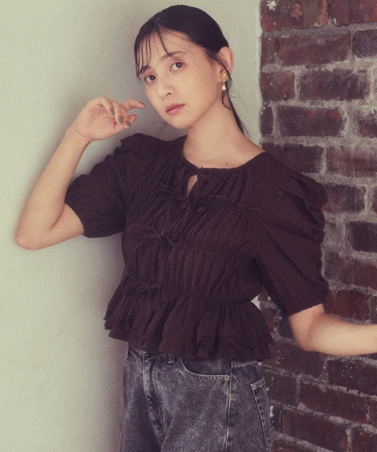 earth music&ecology「レースティアードシャーリングブラウス」|シャツ・ブラウス|