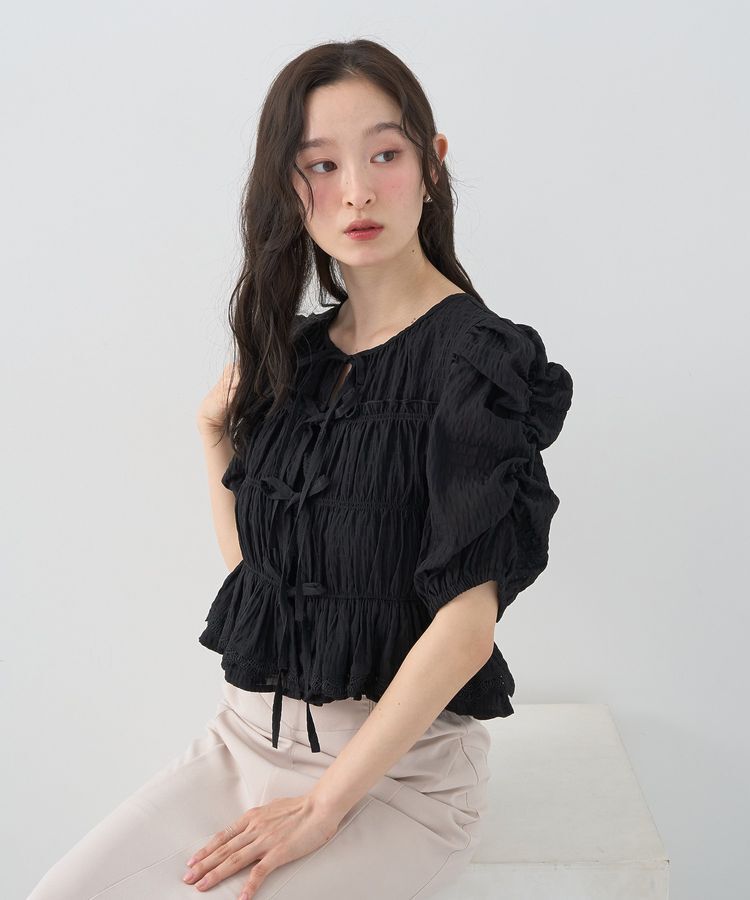 earth music&ecology「レースティアードシャーリングブラウス」|シャツ・ブラウス|