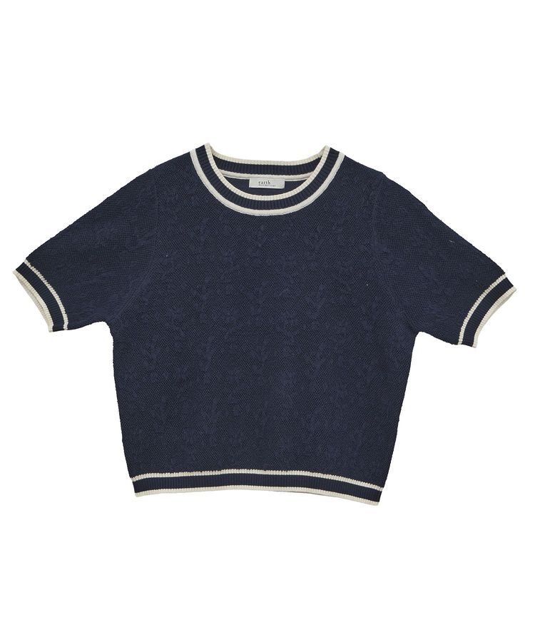 earth music&ecology「バイカラーフラワージャガードニットプルオーバー」|ニット・セーター|