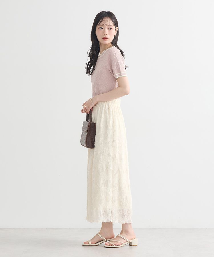 earth music&ecology「バイカラーフラワージャガードニットプルオーバー」|ニット・セーター|