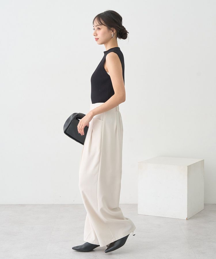 earth music&ecology「ランダムリブボトルネックノースリーブニット」|ニット・セーター|